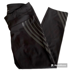 Athleta Black Leggings with Gray Stripes